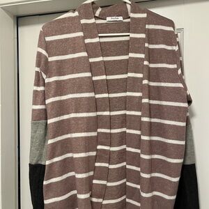 Jenny Boston Striped Open-Front Cardigan Sweater